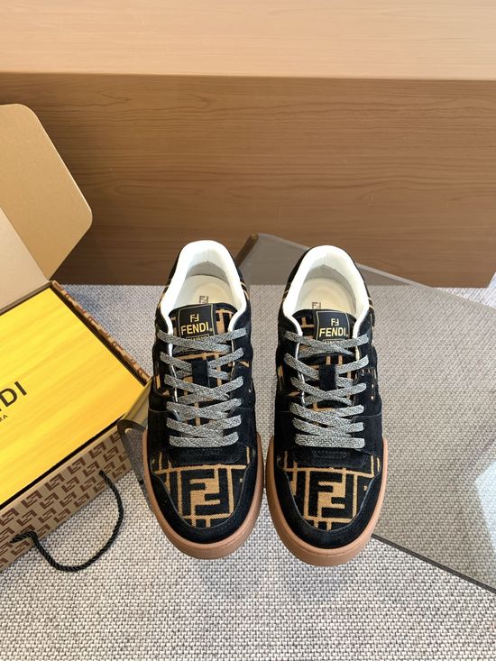 Fendi Premium Leather Patchwork Breathable Non-slip Casual Sneakers