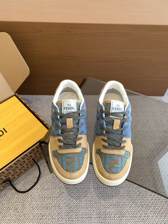 Fendi Premium Leather Patchwork Breathable Non-slip Casual Sneakers