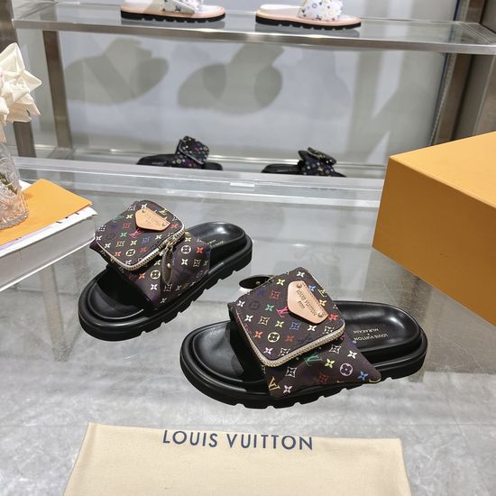 Louis Vuitton Comfortable Magic Tape Sandals with Zipper Pocket