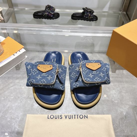 Louis Vuitton Comfortable Magic Tape Sandals with Zipper Pocket