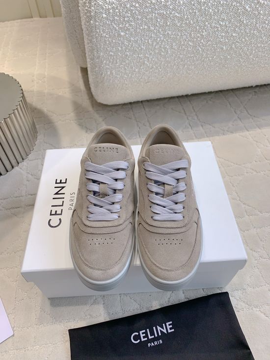 Celine Classic Color Matching Casual Leather Upper Sneakers
