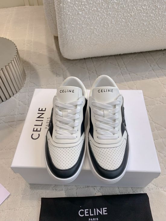 Celine Classic Color Matching Casual Leather Upper Sneakers