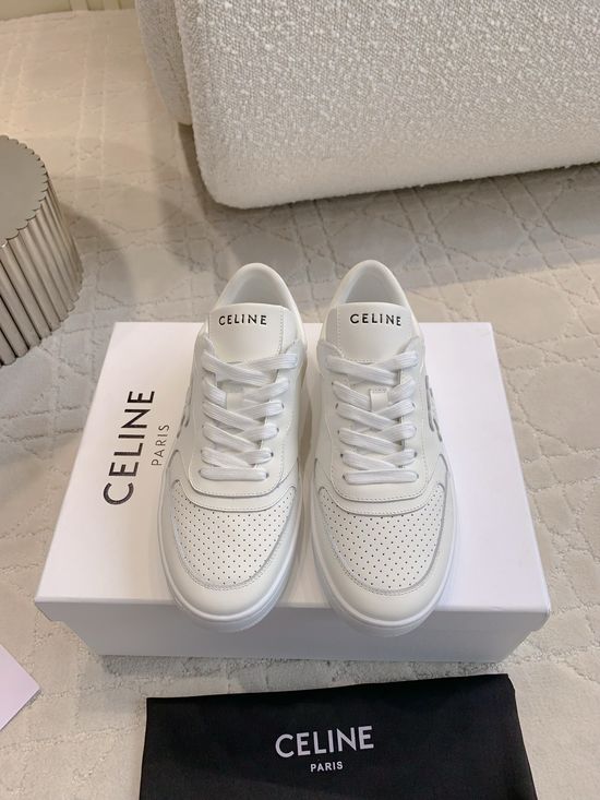 Celine Classic Color Matching Casual Leather Upper Sneakers