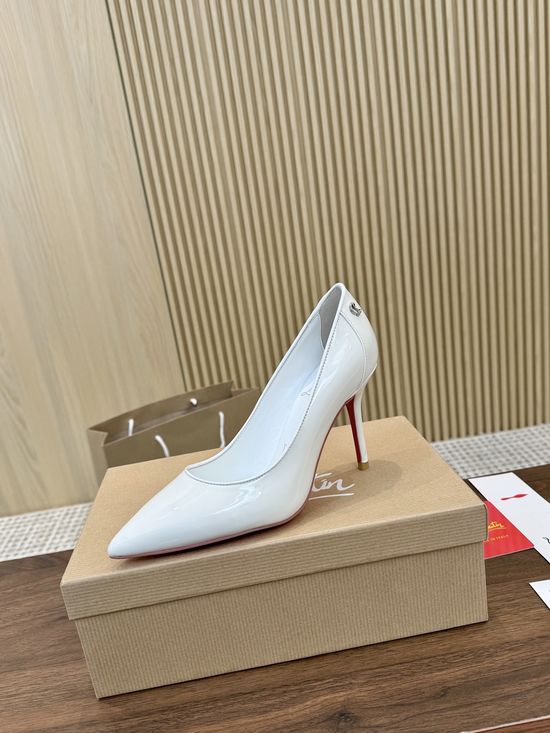 Christian Louboutine Patent Leather Sparkling Elegant Dress Heels With Two Heel Heights