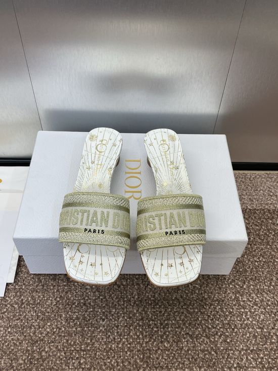 Christian Dior Embroidered Slip-On Sandals with 3D Logo