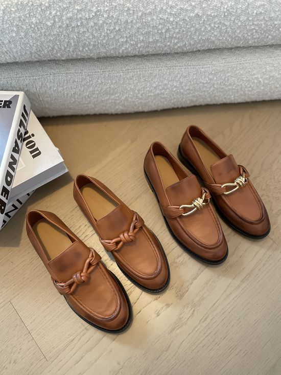 Bottega Veneta Knot Decor Leather Loafers with Premium Leather Sole