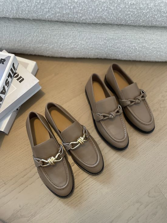 Bottega Veneta Knot Decor Leather Loafers with Premium Leather Sole