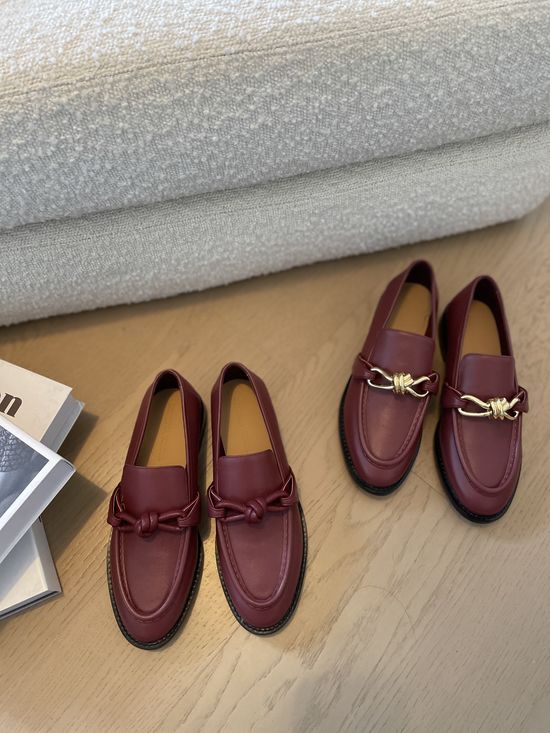 Bottega Veneta Knot Decor Leather Loafers with Premium Leather Sole