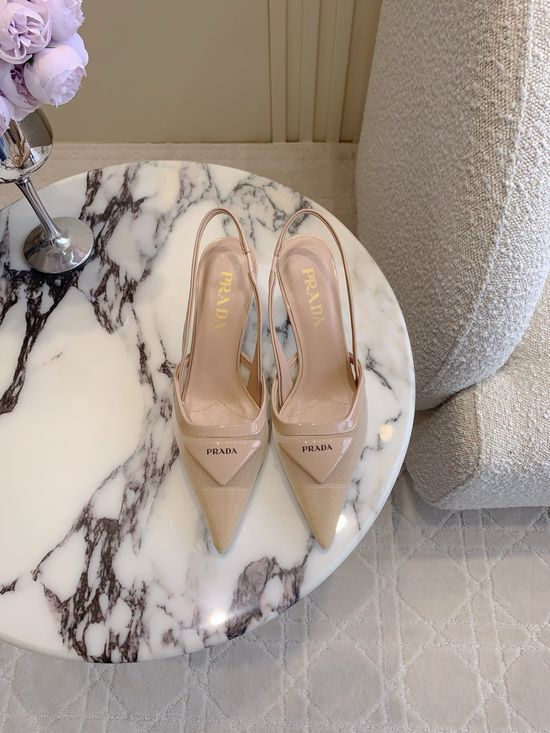 Prada Pointed Toe Mesh Pump with Classic Emblem