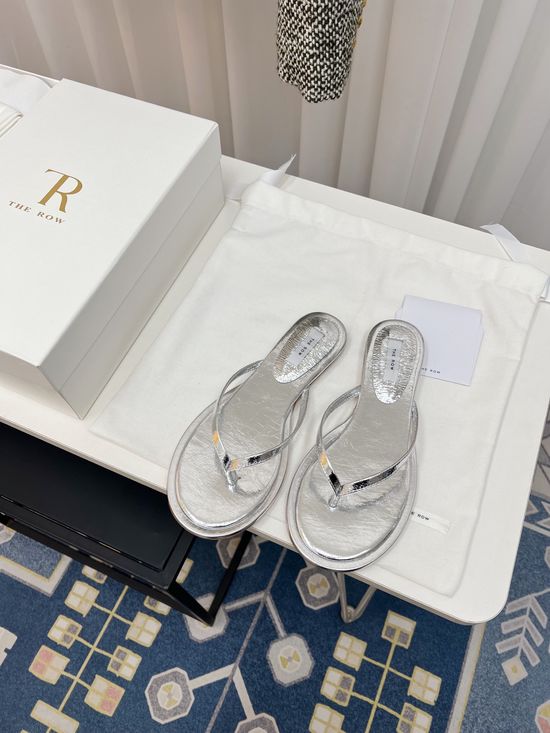 The Row Premium Leather Thong Slippers Casual Comfortable Daily Wear