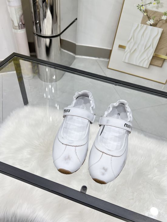 Miu Miu Velcro Mary Jane Flats Suede Upper Comfortable Daily Shoes