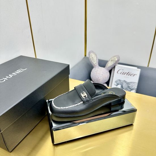 Chanel Satin Upper Leather Lined Casual Daily Flats