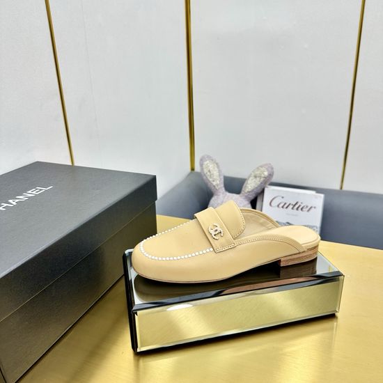 Chanel Satin Upper Leather Lined Casual Daily Flats