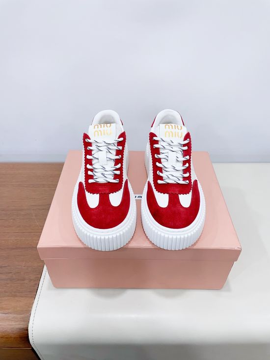 Miu Miu Classic Thick Sole Casual Sneakers with Durable Upper