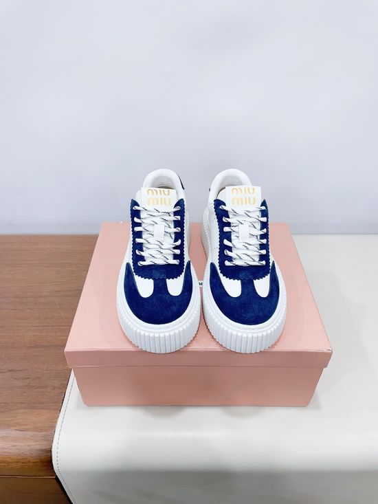 Miu Miu Classic Thick Sole Casual Sneakers with Durable Upper