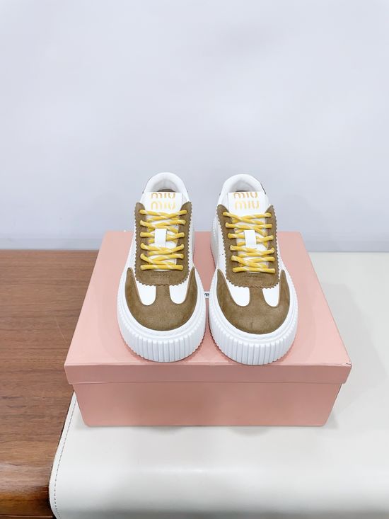 Miu Miu Classic Thick Sole Casual Sneakers with Durable Upper