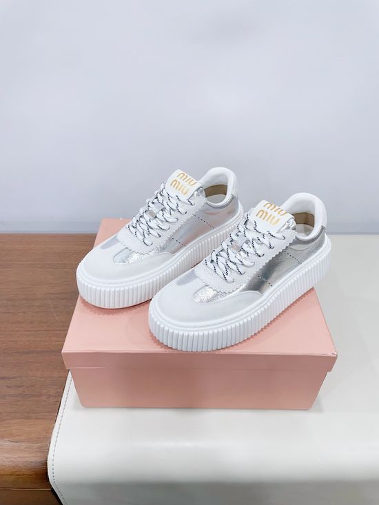 Miu Miu Classic Thick Sole Casual Sneakers with Durable Upper