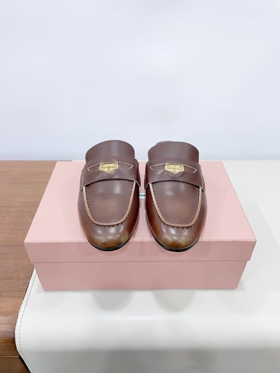 Miu Miu Vintage Coin Decor Half Loafer Slip On Casual Shoes