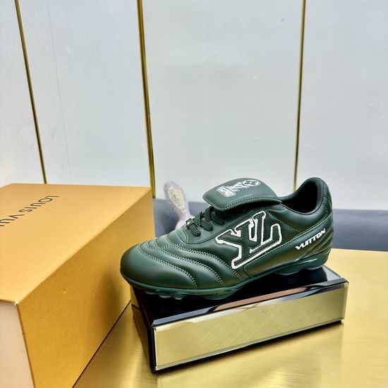Louis Vuitton LV Designer Inspired Soccer-themed Sneakers with Dynamic Logos