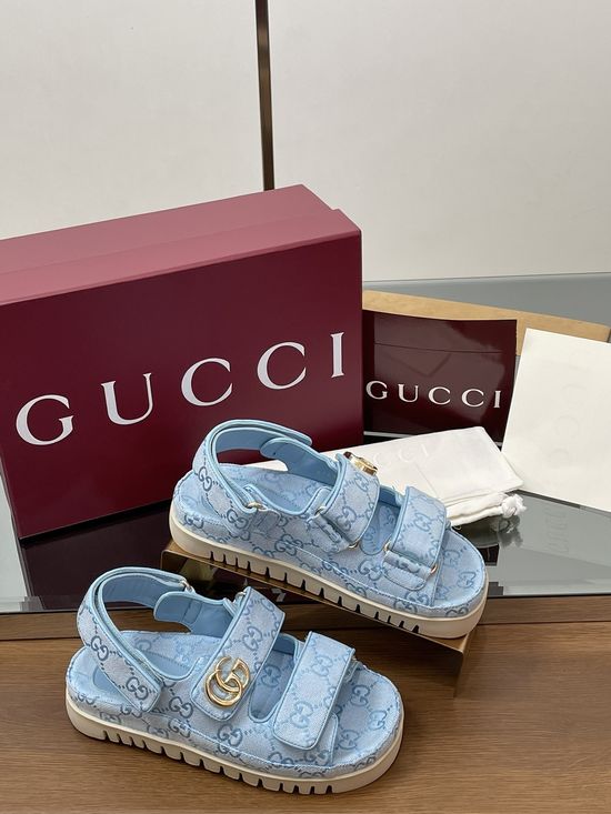 Gucci Classic Pattern Decor Adjustable Strap Comfort Casual Sandals