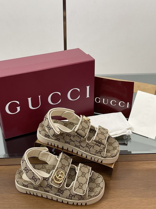 Gucci Classic Pattern Decor Adjustable Strap Comfort Casual Sandals