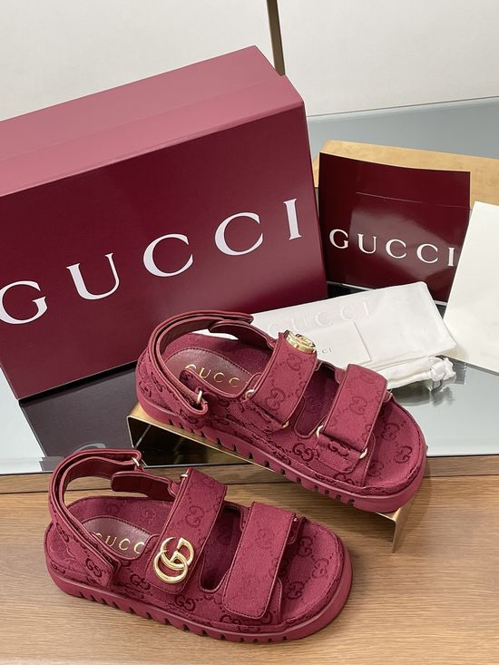 Gucci Classic Pattern Decor Adjustable Strap Comfort Casual Sandals