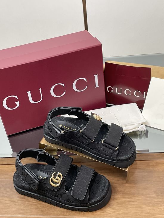 Gucci Classic Pattern Decor Adjustable Strap Comfort Casual Sandals