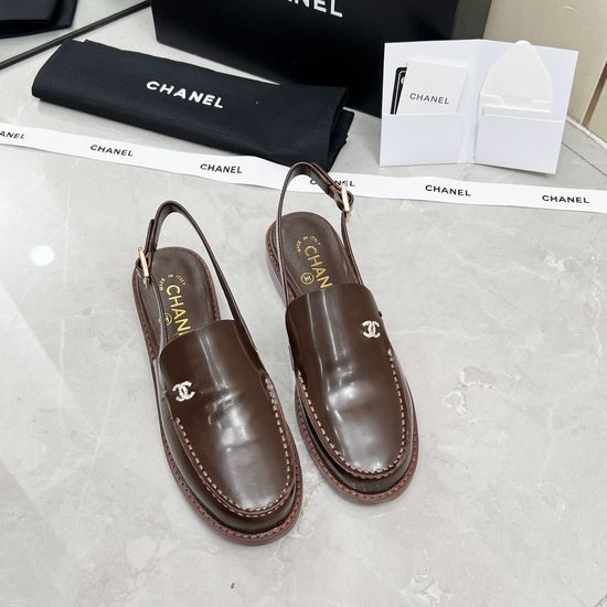 Chanel Rhinestone Buckle Slip-On Leather Loafer Shoes