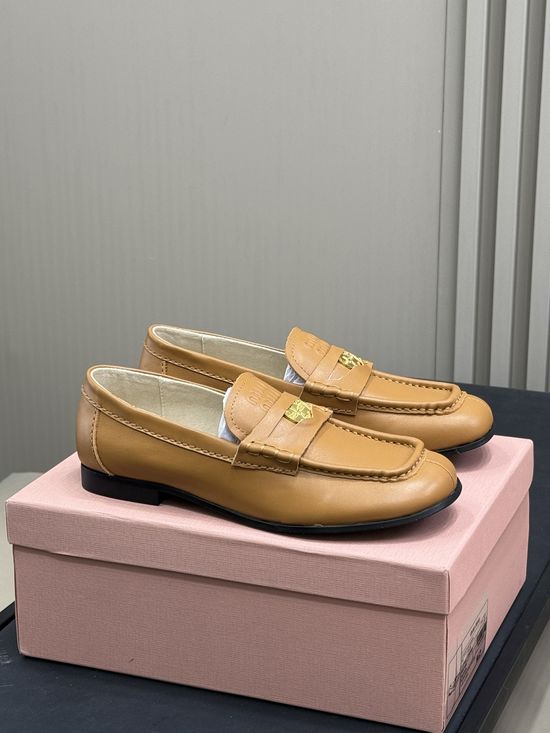 Miu Miu Premium Soft Leather Comfortable Casual Driving Loafers