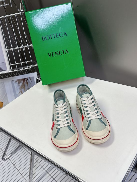 Bottega Veneta Vintage Style Leather-trimmed Canvas Casual Comfort Sneakers