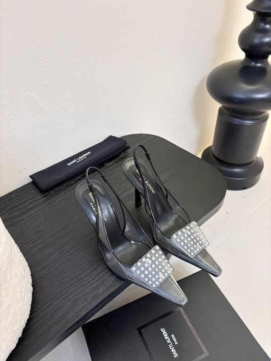 Yves Saint Laurent Sophisticated Square Buckle High Heels