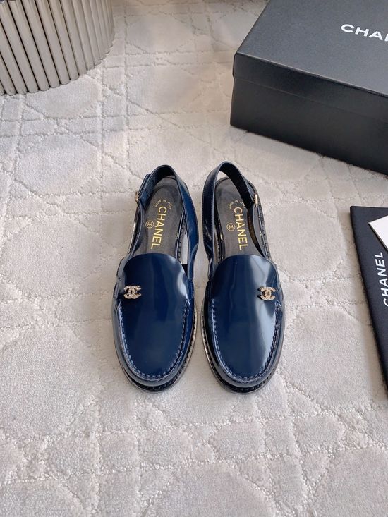 Chanel Classic Logo Decor Leather Comfortable All-match Loafers