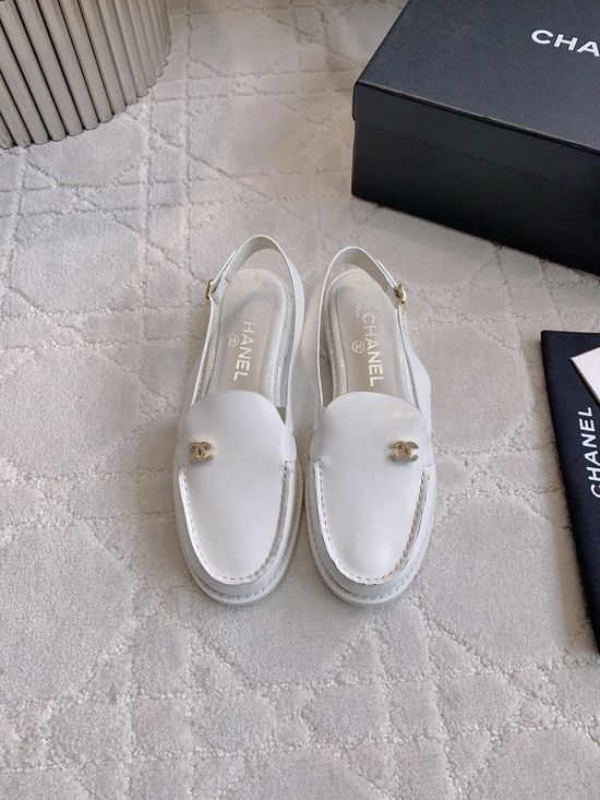Chanel Classic Logo Decor Leather Comfortable All-match Loafers