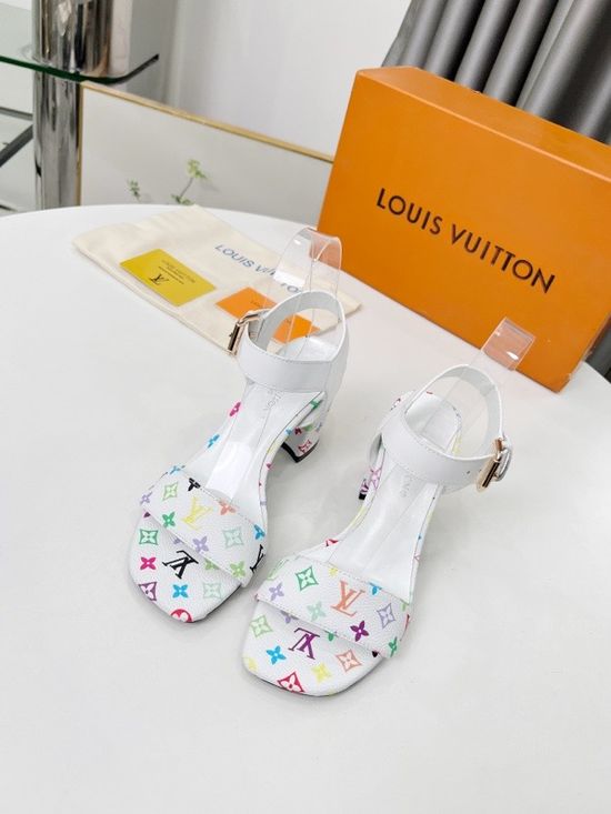 Louis Vuitton Classic Medium Heel Leather Lined Sandals