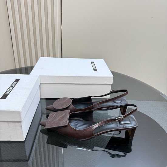 Jacquemus Elegant Pointed Toe Bow Decor Heels Multi Material Upper