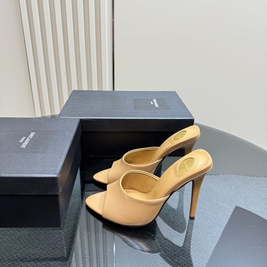 Yves Saint Laurent Chic Pointed Toe Peep Heels Leopard Print Heel Leather Upper