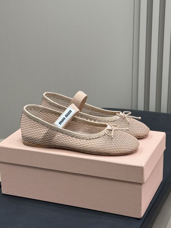 Miu Miu Mesh Upper Ballet Flats With Premium Imported Leather Sole