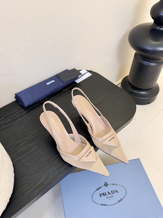 Prada Pointed Toe Stiletto Elegant Mesh Upper Slip On Heeled Mules
