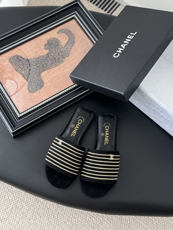 Chanel Mesh Upper Soft Lining Slip On Casual Slides