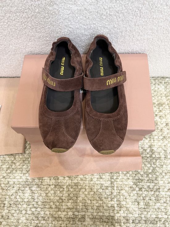 Miu Miu Strap Design Soft Comfortable Mary Jane Shoes