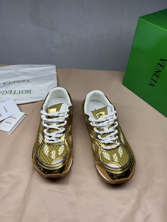 Bottega Veneta Gold Breathable Chunky Sneakers Non-Slip Height Boosting Casual Shoes