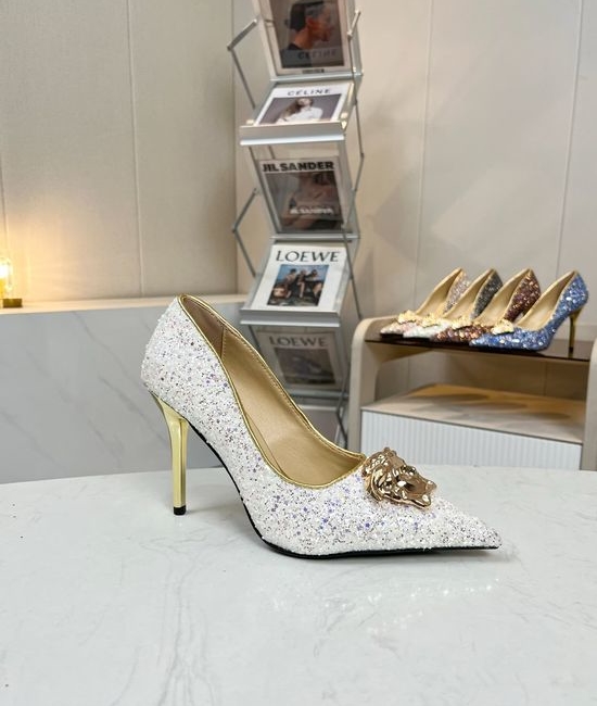 Versace Glitter Elegant Pointed Toe Stiletto Heels