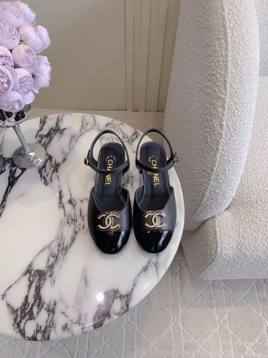 Chanel Classic Chunky Heel Mary Jane Shoes Leather Upper Comfortable