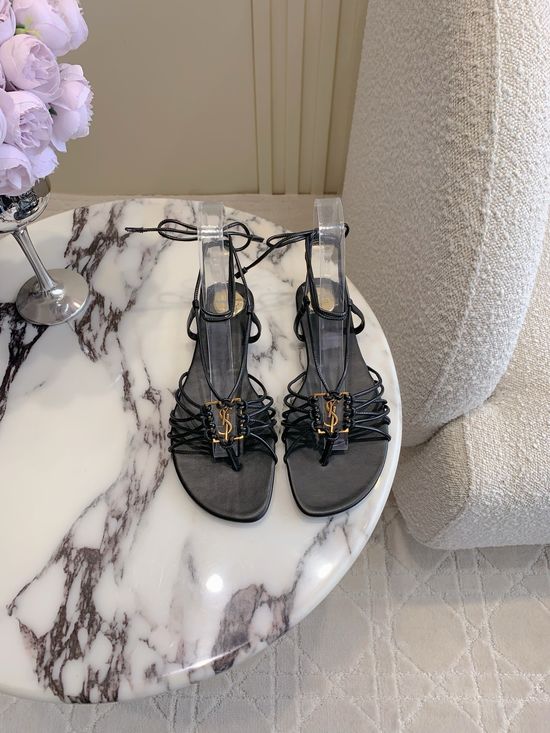 Yves Saint Laurent Bohemian Lace-Up Flat Sandals for Vacation