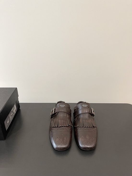 Prada Vintage Buckle Slip-On Dress Loafers with Tassel Details