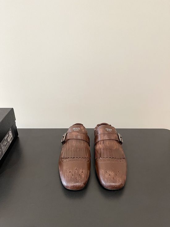 Prada Vintage Buckle Slip-On Dress Loafers with Tassel Details