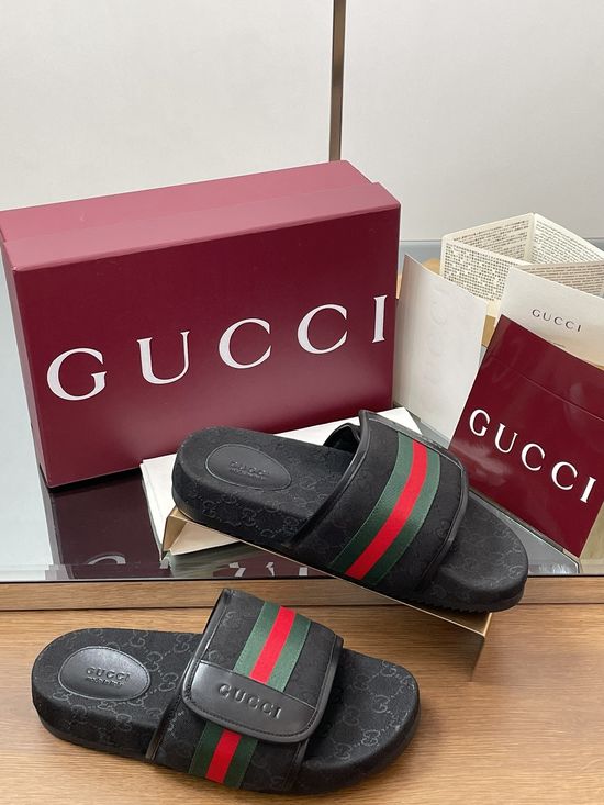 Gucci Embroidered Canvas Adjustable Sandals with Thick Sole