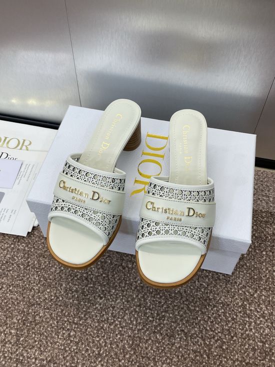 Christian Dior Jelly Color Hollow Chunky Heel Open Toe Slide Sandals