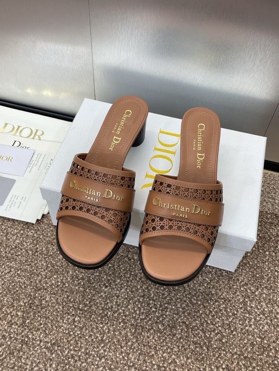 Christian Dior Jelly Color Hollow Chunky Heel Open Toe Slide Sandals
