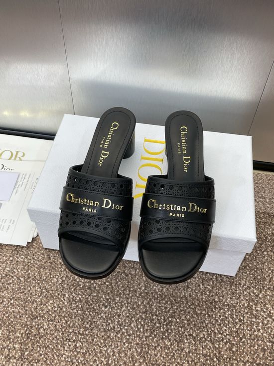 Christian Dior Jelly Color Hollow Chunky Heel Open Toe Slide Sandals